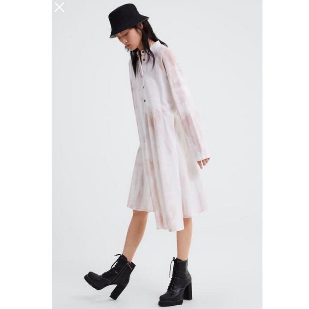 NWT Zara Size S Printed Tie-dye Dress